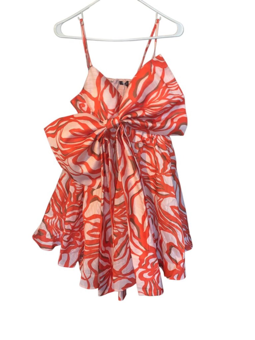 Orange Brown Crème CQ by CQ Bow Tie Dress with Abstract Print Medium